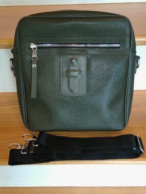 Neil Barrett Messenger Bag in Olive Green Embossed Leather VERY GOOD CONDITION!
